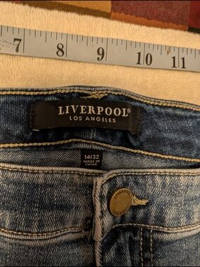 Liverpool Distressed Medium Blue Denim Shorts